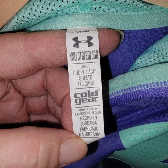 Under Armour youth Hoodie - Purple with green - Size YXL - gently worn - Picture 3 of 3